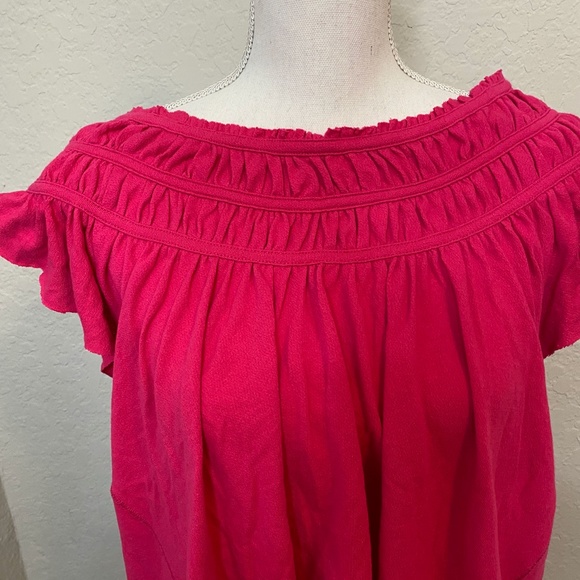 NWT Free People Womens Small Pink Ruffle Boho Top - Picture 2 of 10